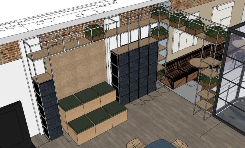 Showroom cabinet design render